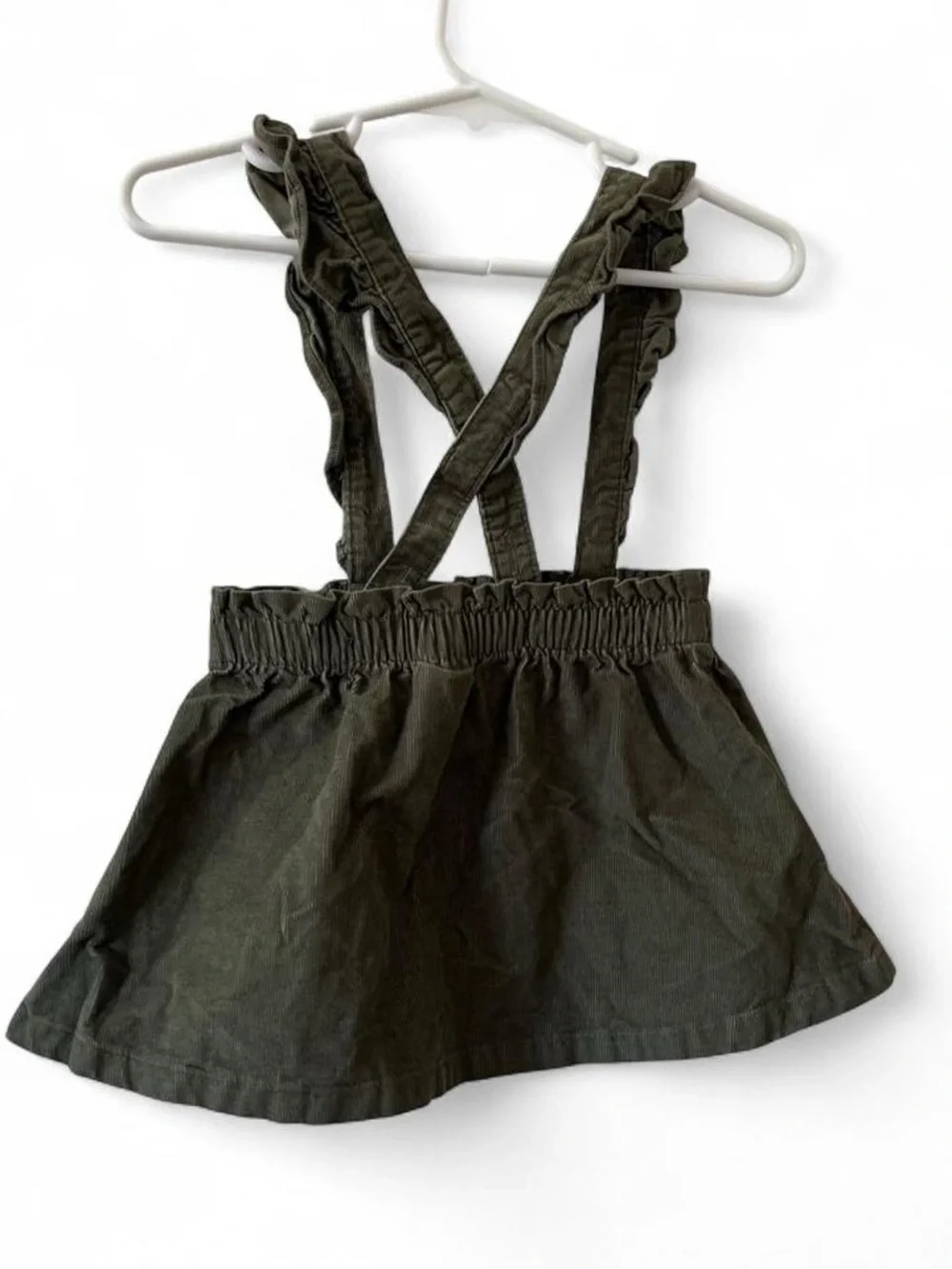 18M Girl Olive Green Sleeveless Criss Cross Back Corduroy Overalls Dress Carters